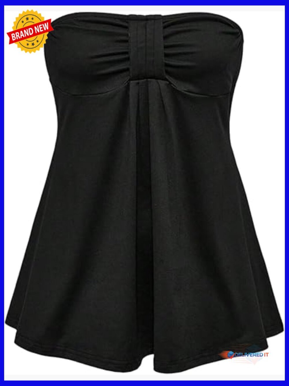 Ruched Front Strapless Tube Top Casual Flowy Bandeau Top